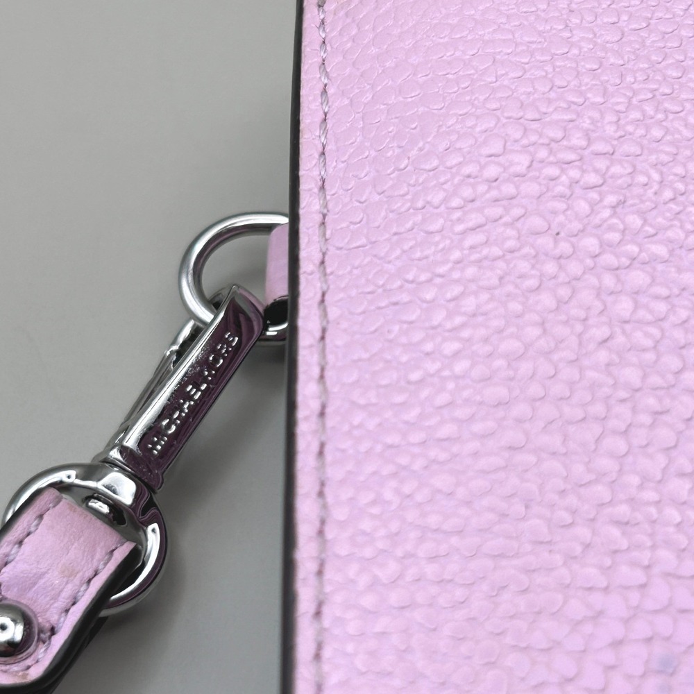 MICHAEL Michael Kors Adele Double-Zip Pebble Leather Phone Wristlet Lilac Pink - Picture 7 of 14